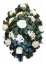Pogrebni vijenac "ovalan" od umjetnih ruža, hortenzije i dodaci 75cm x 40cm kremasta, zelena