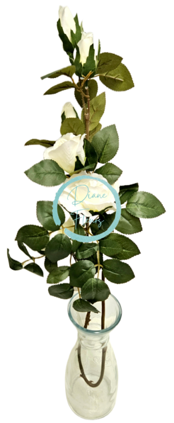 Růže kytice větev x6 88cm umělá krémová