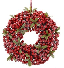 Božični venček iz omele, šipka in storžev 35cm