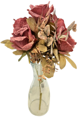 Изкуствен букет от рози и аксесоари 46 см старо розово