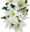 Sztuczny bukiet płaski róż, lilia i dodatki x18 74cm x 35cm kremowy