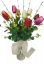 Viazaná jarná kytica Exclusive tulipány, eukalyptus, doplnky 53cm umelá