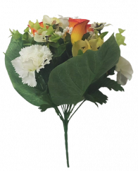 Artificial Carnations, Roses and Alstroemeria Bouquet x13 35cm Orange and Cream