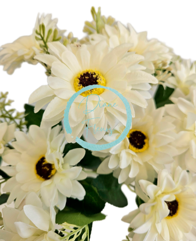 Букет от магаритки х11 32 см кремав изкуствен