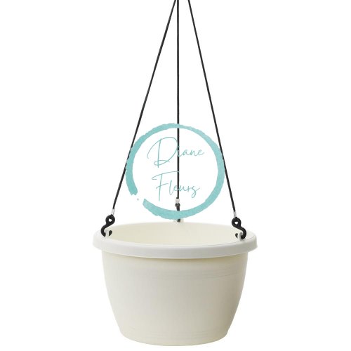 Hanging plastic flowerpot 30cm x 18,5cm / 1,75l White