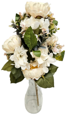 Exclusive Pivoňky kytice ležatá 52cm x 30cm umělá krémová