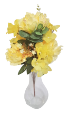 Artificial Peonies & Hydrangea Bouquet 48cm Yellow