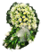 Coroana funerara de lux „Lacrimă curbată” din trandafiri si hortensii și accesorii 85cm x 50cm