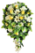 Temetési koszorú "Könny" clematis, rózsák, rumohra és kiegészítők 95cm x 55cm