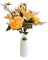 Šopek vrtnic, marjetic in lilij x7 pomaranč 44cm umetno