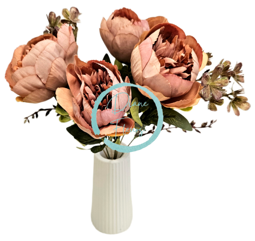 Mazzo di peonie artificiali marrone chiaro da 40 cm