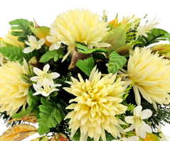 Trauergesteck aus künstliche Chrysanthemen und Zubehör 60cm x 30cm x 28cm