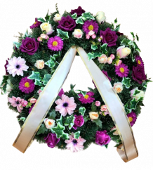 Luxurious artificial pine wreath Exclusive decorated with Roses, Gerberas, Peonies, Ivy and Accessories 80cm
