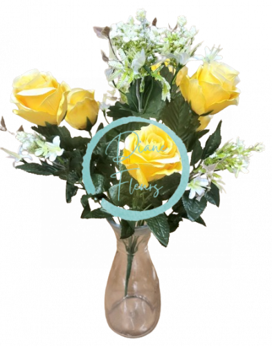Buket ruže x12 47cm žuta umjetni