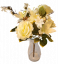Künstliche Blumenstrauß aus Rosen, Gänseblümchen und Lilien x7 Creme 44cm