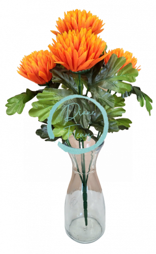 Artificial Chrysanthemums x5 Bouquet 50cm Orange - Best price