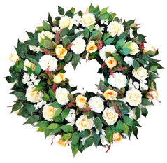 Luxury Artificial Pine Wreath Exclusive Roses, Hydrangeas and Accessories 90cm