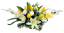Aranžmán betonka umělé tulipány, lilie, růže, mečíky gladioly a doplňky 60cm x 33cm x 29cm AS989