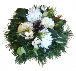 Arrangement mit künstlichen Chrysanthemen & Zubehör Ø 28m x 16cm