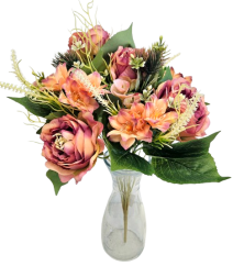 Pivonky & Doplnky veľká kytica 48cm umelá ružovo-fialová