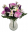 Buchet de trandafiri, garoafe, crini si orhidee x13 33cm violet flori artificiale