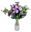 Luxusní umělá kytice růže, orchideje, kopretiny s přízdobami 50cm fialová