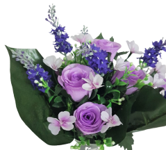 Artificial Roses and Lavenders Bouquet x13 34cm Purple & White