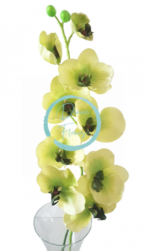 Luxus mesterséges orchidea x9 zöld 95cm szilikon, radír, művirág