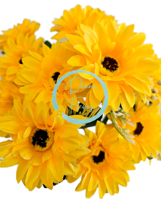 Букет от магаритки х11 32 см жълт изкуствен