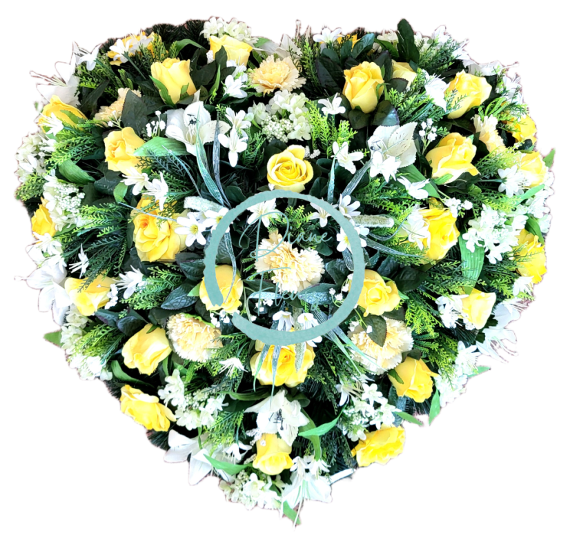 Künstlicher Trauerkranz Herz, Rosen, Nelken und kleinen Blüten 65cm x 65cm AS1081