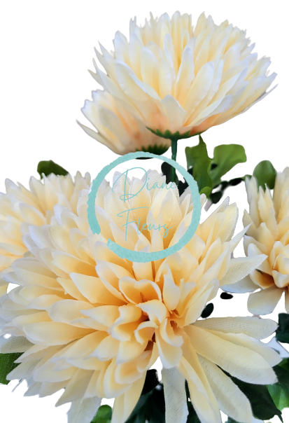 Chryzantémy kytica x5 50cm broskyňová umelá - Najlepšia cena