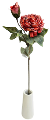 Pezzo di peonia essiccata Esclusiva 1+1 66cm artificiale arancione scuro