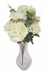 Buchet de bujori & hortensie 48cm crem flori artificiale