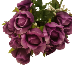 Buchet de trandafiri violet "12" 17,7 inches (45cm) flori artificiale