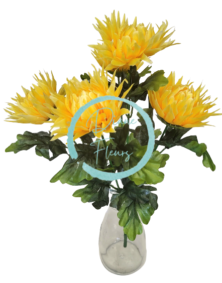 Künstliche Chrysanthemen Strauß x5 Gelb 50cm