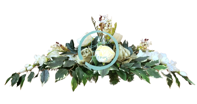 Composizione di peonie in cemento Peonie e accessori 100 cm x 35 cm x 35 cm verde e bianco AS216