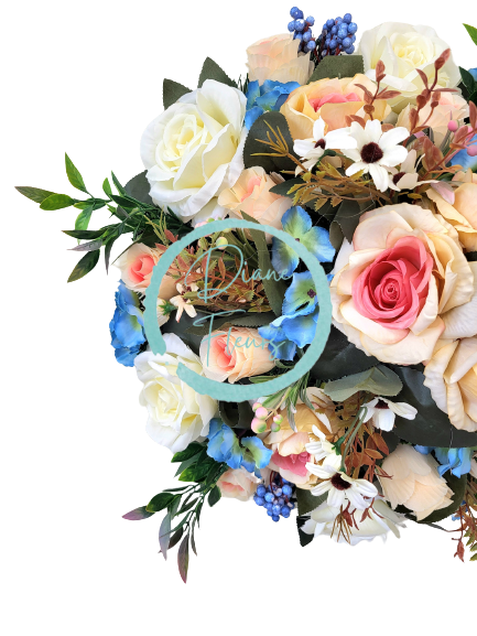 Artificial Wreath Roses, Hydrangeas and Accessories Ø 45cm