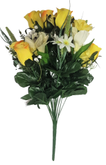 Artificial Roses & Alstroemeria & Carnation x18 Bouquet 50cm Yellow