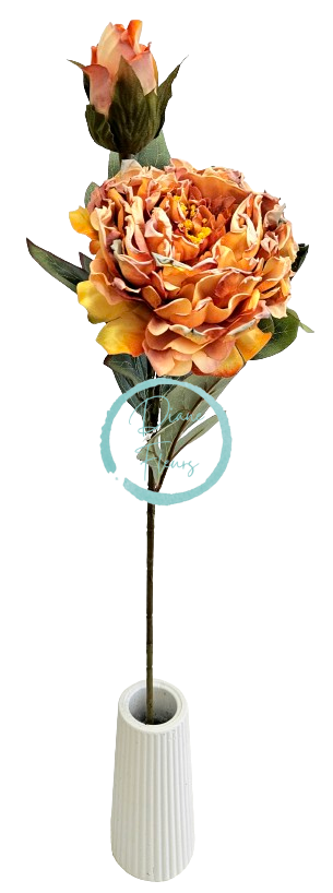 Pezzo di peonia essiccata Esclusiva 1+1 66cm arancione artificiale