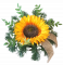 Trauergesteck aus künstliche Sonnenblume und Zubehör Ø 30cm x 13cm