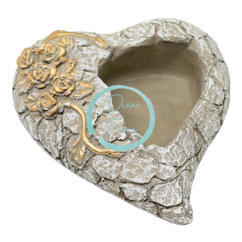 Dekoračný kameninový črepník srdce 16cm x 17,5cm x 7cm