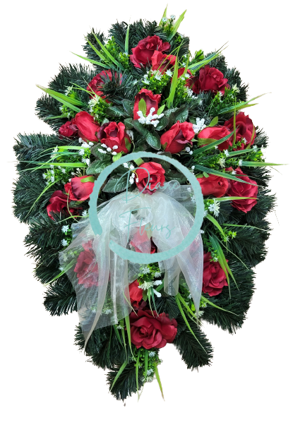 Smuteční věnec ovál Růže & Doplňky 80cm x 55cm AS472