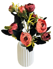 Ranunculus kytica x6 28cm ružová, vínová umelá