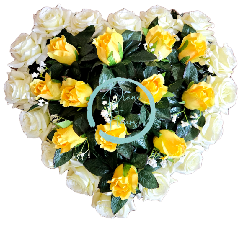 Smútočný veniec "Srdce" z umelých ruží 40cm x 40cm