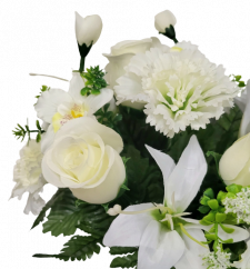 Kytice Růže, Karafiát, Lilie a Orchidej x13 33cm krémová umělá