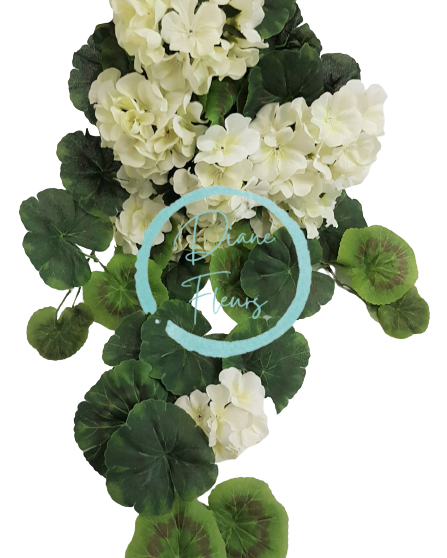 Umelý Muškát Pelargónia "8" biela 70cm