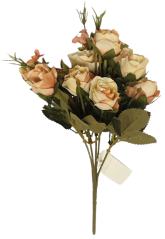 Růže kytice "10" peach 32cm umělá