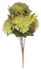 Künstliche Chrysantheme & Lilie Strauß "12" 50cm Grün