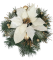Sympathy arrangement made of artificial Poinsettia, Christmas balls and Accessories 28cm x 15cm