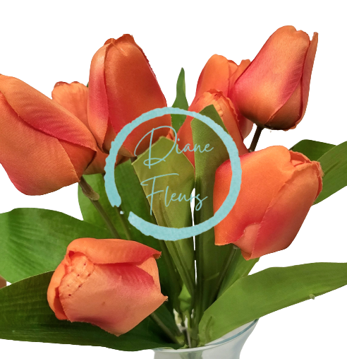Buchet de Lalele x9 portocaliu 33cm flori artificiale